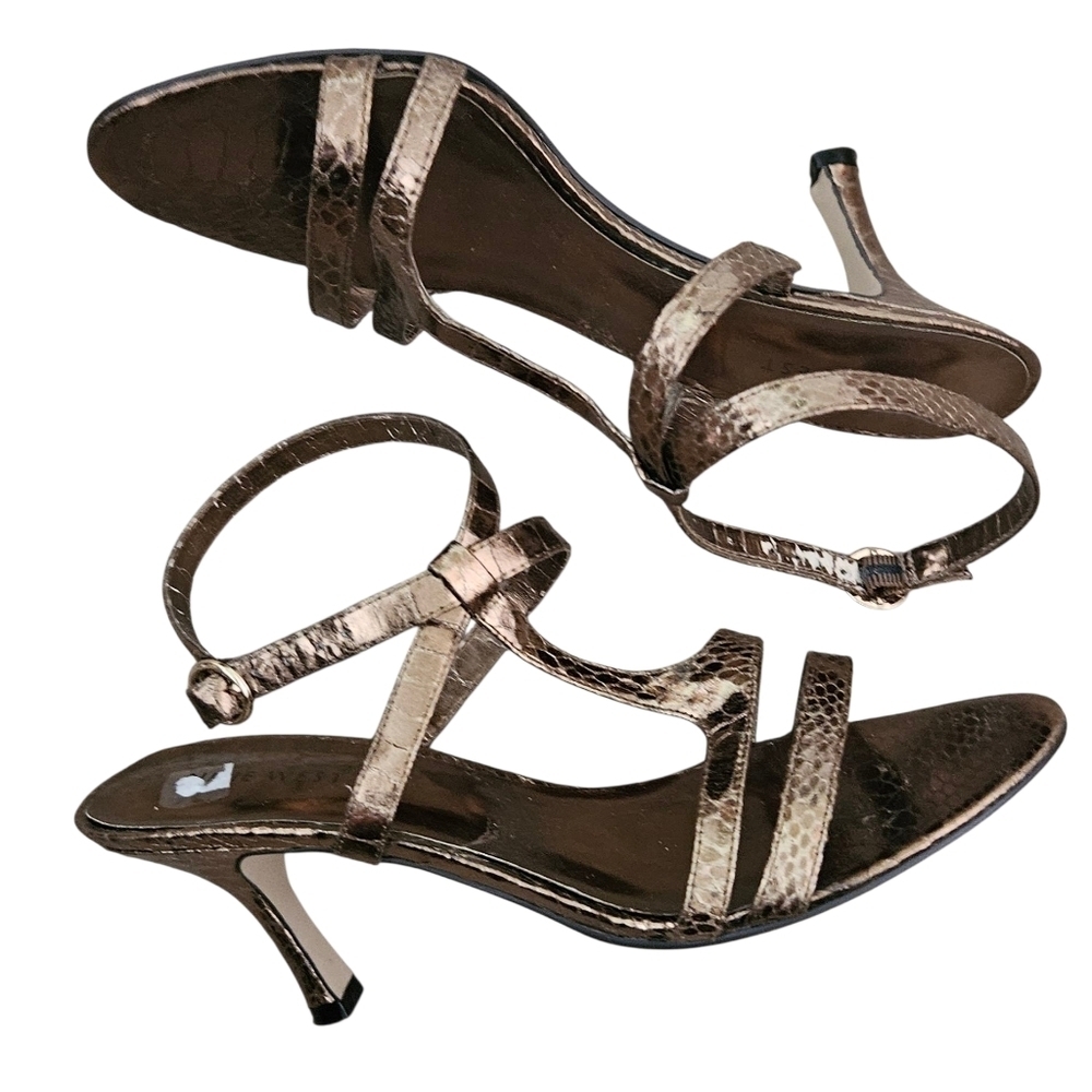 Nine West Gold Strappy Heels 6M - Picture 1 of 7
